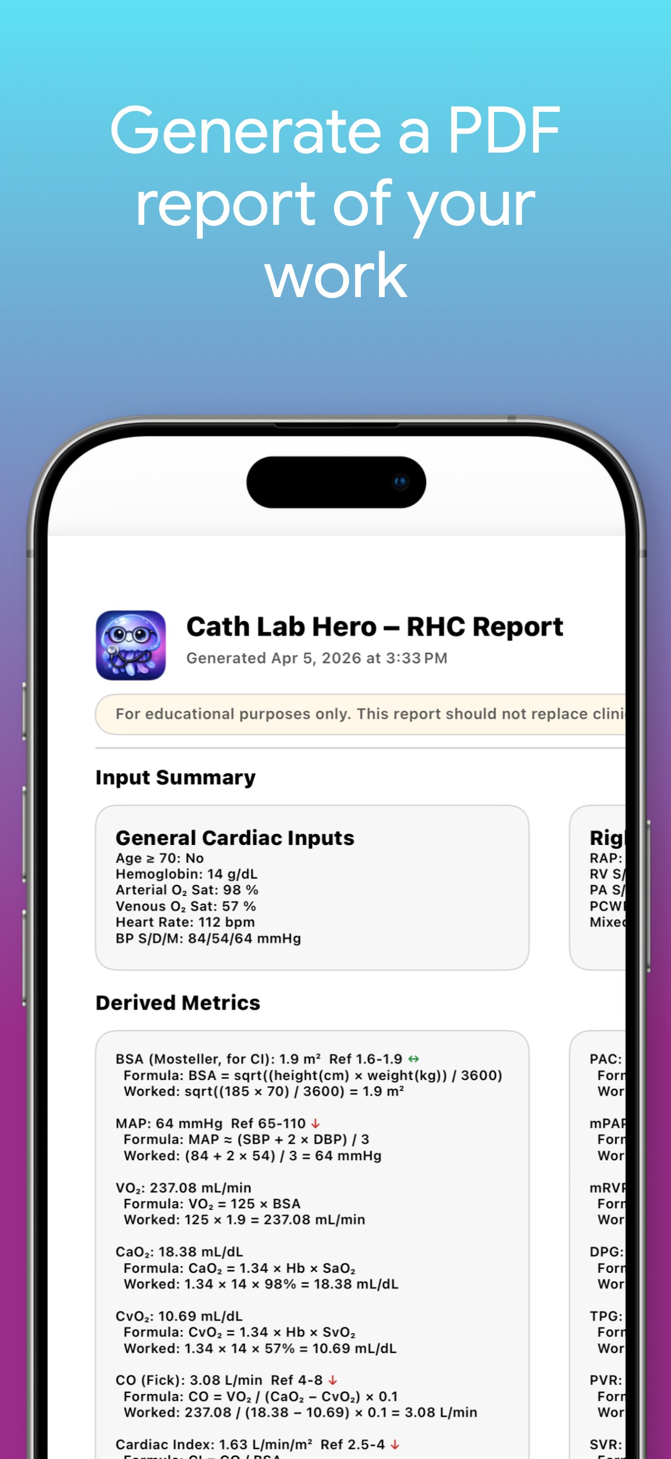 PDF report screen