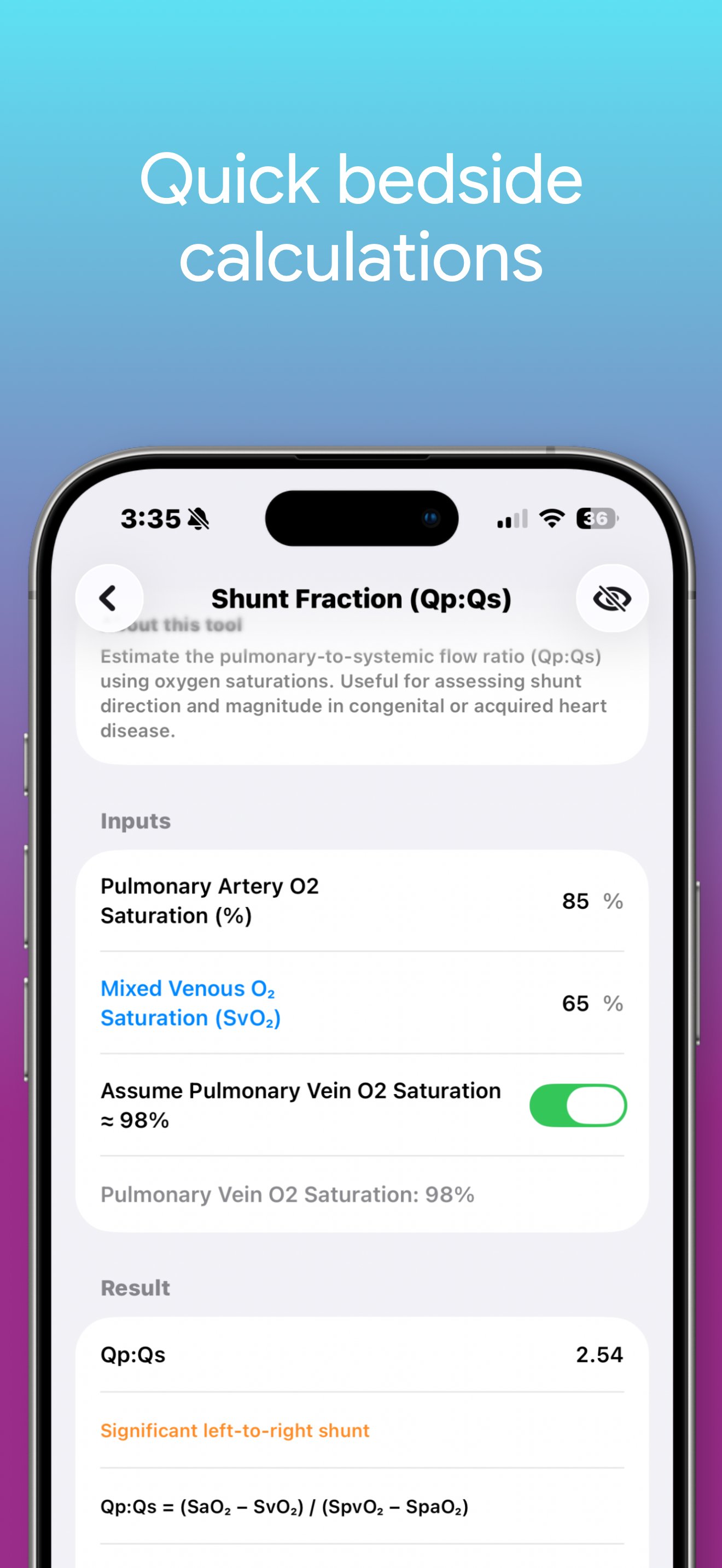 Shunt fraction screen
